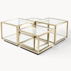 Set di 4 tavolini da salotto con lati in vetro Luigi