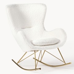 Sedia a dondolo in teddy con gambe in metallo Wing