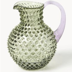 Brocca in vetro soffiato Hobnail 2 L