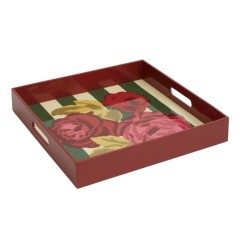 Lisa Corti - square tray nizam stripes green natural